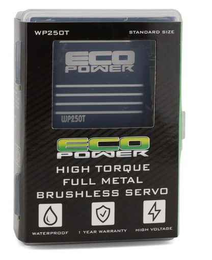 EcoPower WP250T Brushless Waterproof High Torque Metal Gear Servo, High Voltage, Metal Case, Digital