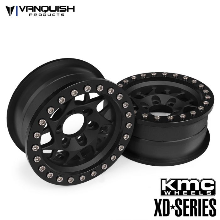 Vanquish Products KMC XD127 Bully 1.9" Beadlock Crawler Wheels (Black) (2)
